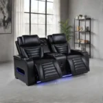 Zuma Black Leather Reclining Loveseat By Coaster Furniture - Image 2