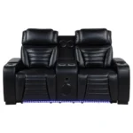 Zuma Black Leather Reclining Loveseat By Coaster Furniture - Image 3