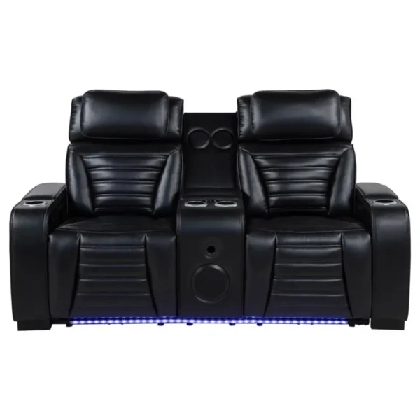 Zuma Black Leather Reclining Loveseat By Coaster Furniture - Image 3