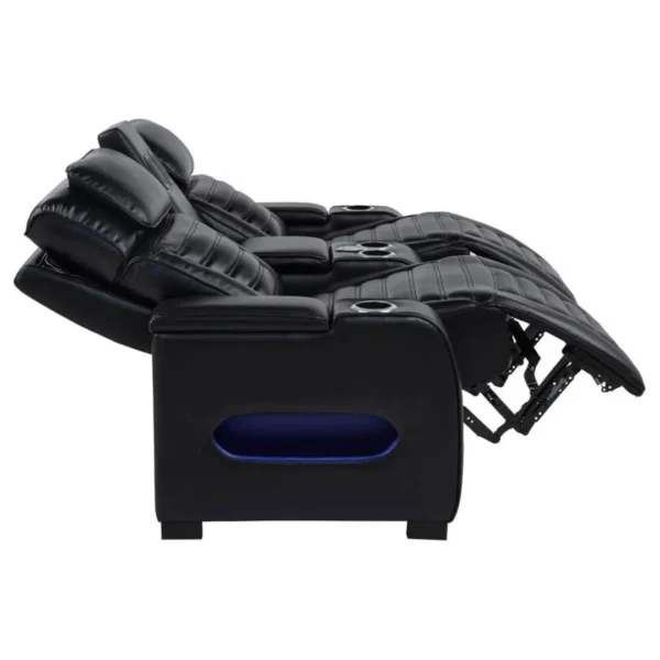 Zuma Black Leather Reclining Loveseat By Coaster Furniture - Image 4