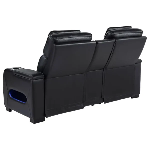 Zuma Black Leather Reclining Loveseat By Coaster Furniture - Image 5
