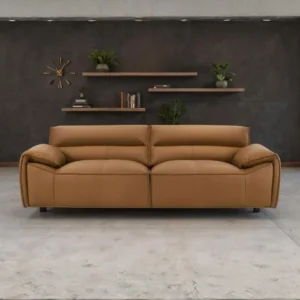 Buxton Orange Leather Sofa By Coaster Furniture