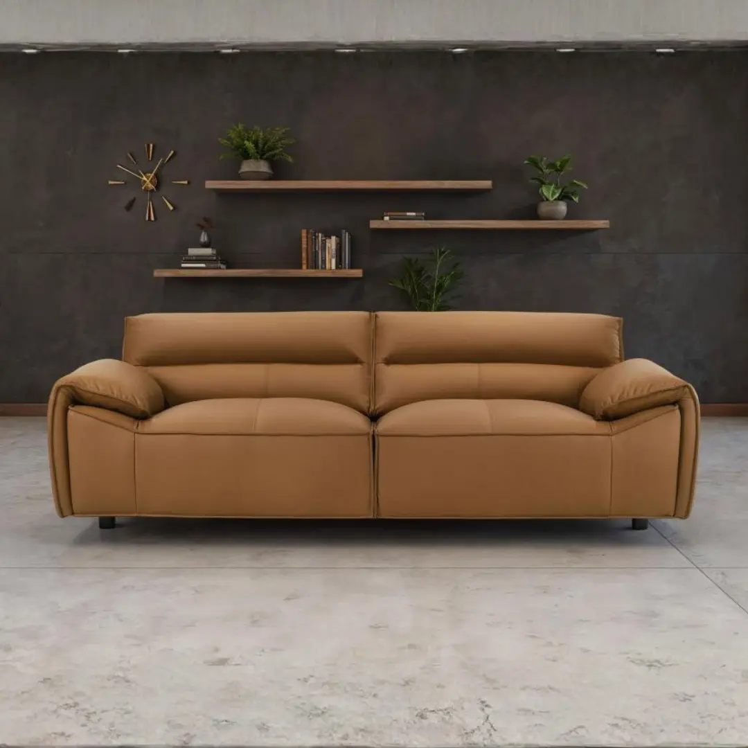 Buxton Orange Leather Sofa By Coaster Furniture | U-Trade Furniture Buxton Orange Leather Sofa By Coaster Furniture - Image 1
