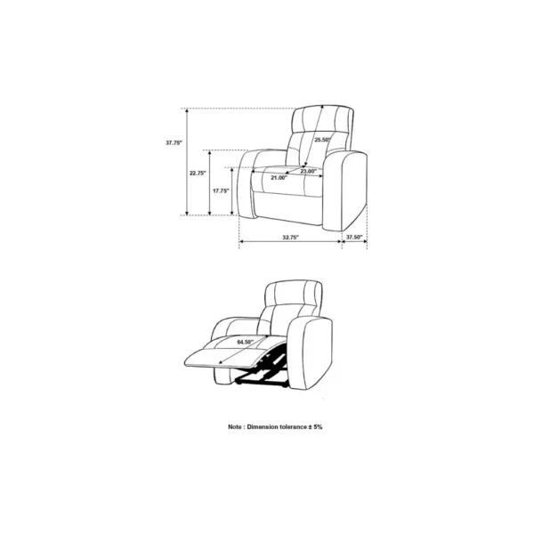 Cyrus Black Recliner Chair By Coaster Furniture - Image 9