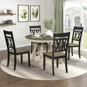 Round Wood Dining Set for 4