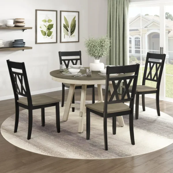 Round Wood Dining Set for 4