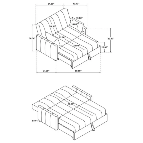 Portland Boucle Upholstered Sleeper Sofa Bed By Coaster Furniture - Image 8
