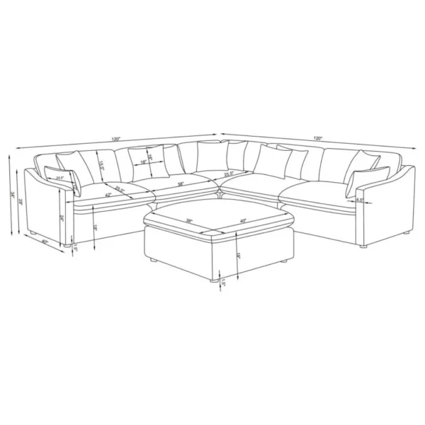 Hobson 6-Piece Upholstered Sectional Sofa By Coaster Furniture - Image 11