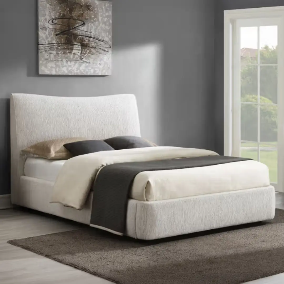 Renee Beige Upholstered Bed by ACME | U-Trade Furniture Renee Beige Upholstered Bed by ACME - Image 1