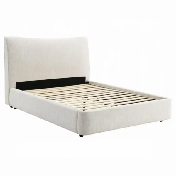 Renee Beige Upholstered Bed by ACME - Image 2