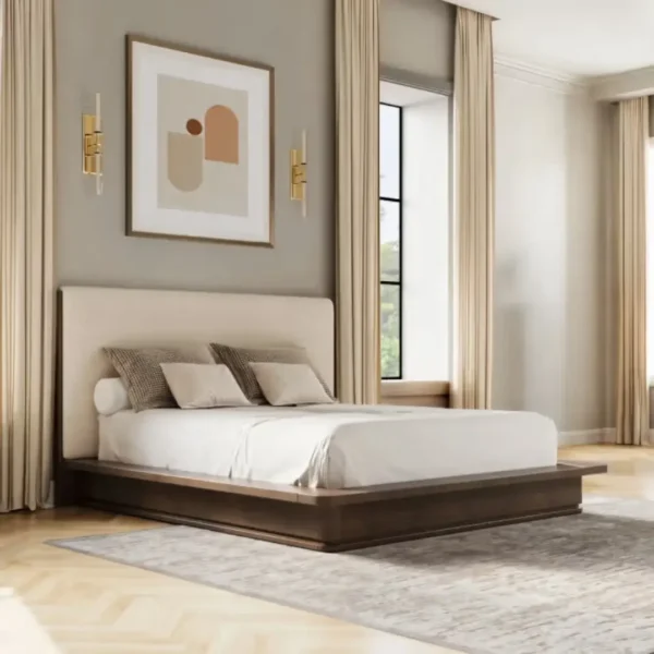 Zoey Cream Linen Bed by ACME - Image 5