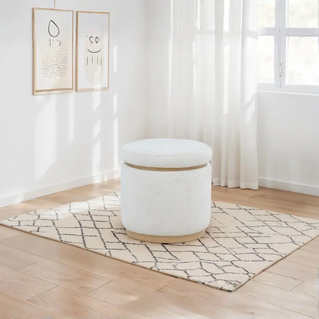 Remuda Round Storage Ottoman Ivory By Coaster Furniture | U-Trade Furniture Remuda Round Storage Ottoman Ivory By Coaster Furniture - Image 1