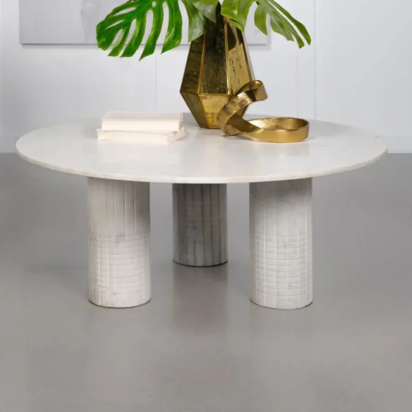 Astoria 3-Piece Marble Coffee Table Set White By Coaster Furniture - Image 2