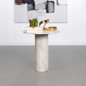 Astoria Genuine Marble White Round End Table By Coaster Furniture