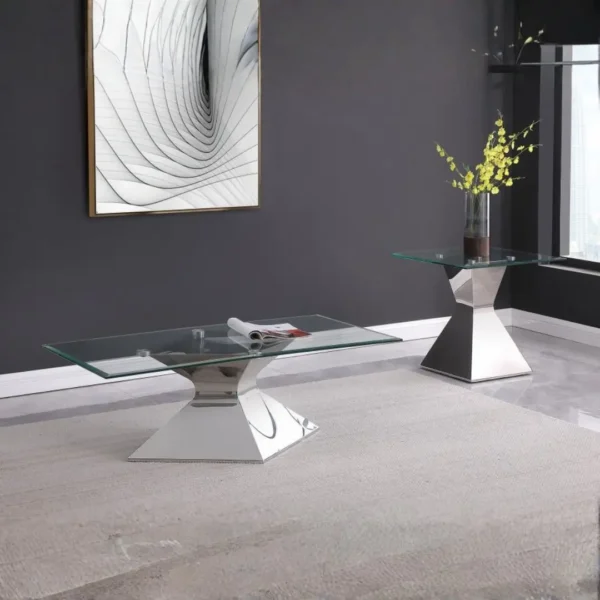 Jenny Glass Top Chrome Coffee Table By Coaster Furniture - Image 6