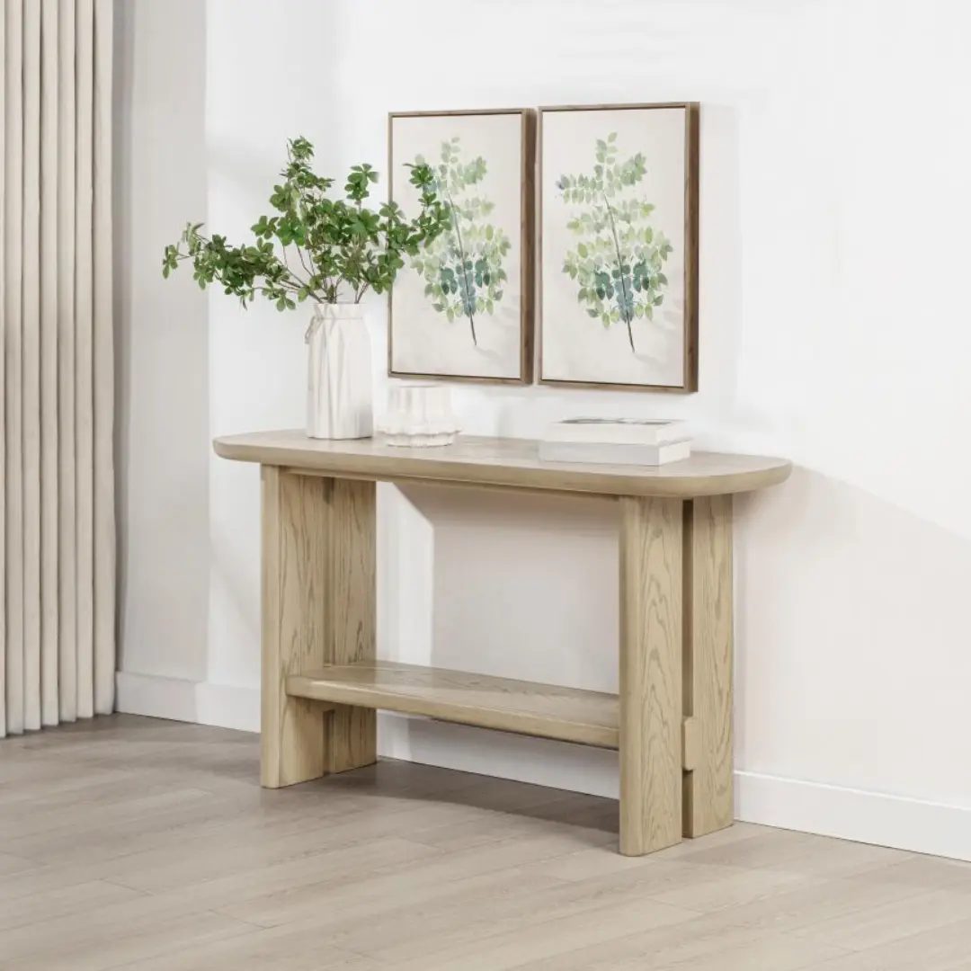 Kailani Beige Oak Console Table with Shelf By Coaster Furniture | U-Trade Furniture Kailani Beige Oak Console Table with Shelf By Coaster Furniture - Image 1