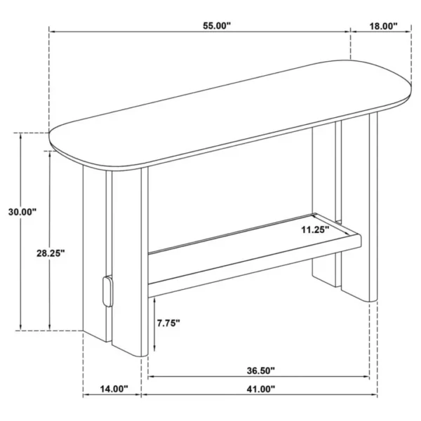 Kailani Beige Oak Console Table with Shelf By Coaster Furniture - Image 6