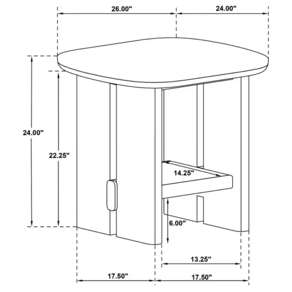 Kailani Square Beige Oak End Table By Coaster Furniture - Image 6