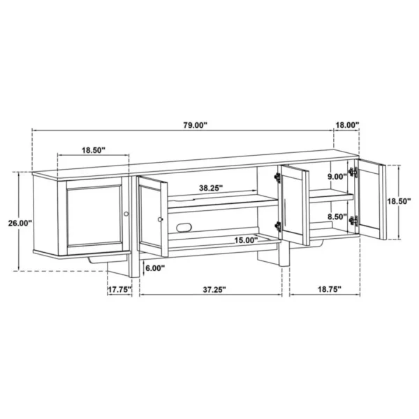 Kailani 79-Inch 4 Door TV Console Table By Coaster Furniture - Image 10