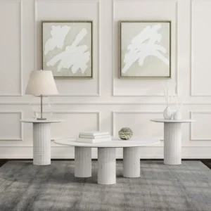 Astoria 3-Piece Marble Coffee Table Set White By Coaster Furniture