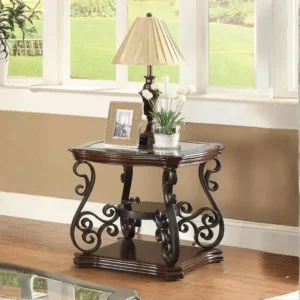 Laney Glass Top Square End Table with Storage By Coaster Furniture