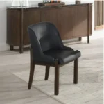 Black Leather Side Chair Set of 2