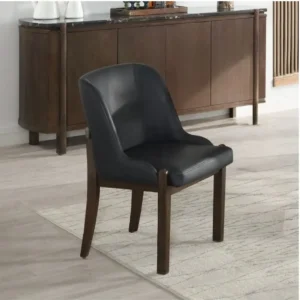 Black Leather Side Chair Set of 2