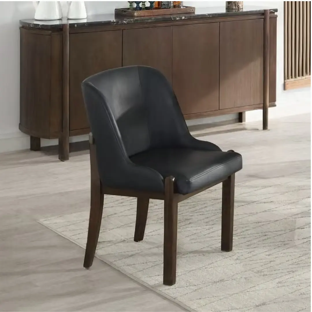 Estella Black Leather Side Chair Set of 2 by ACME | U-Trade Furniture Black Leather Side Chair Set of 2