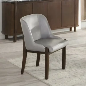 Gray Leather Side Chair Set of 2