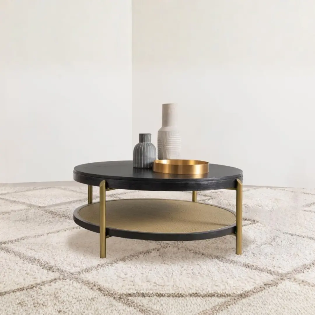 Arini Round Coffee Table with Storage Shelf By Coaster Furniture | U-Trade Furniture Round Coffee Table with Storage