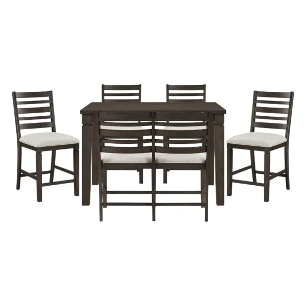 Victoria Espresso Counter Height Table Set With Bench By Homelegance - Image 2
