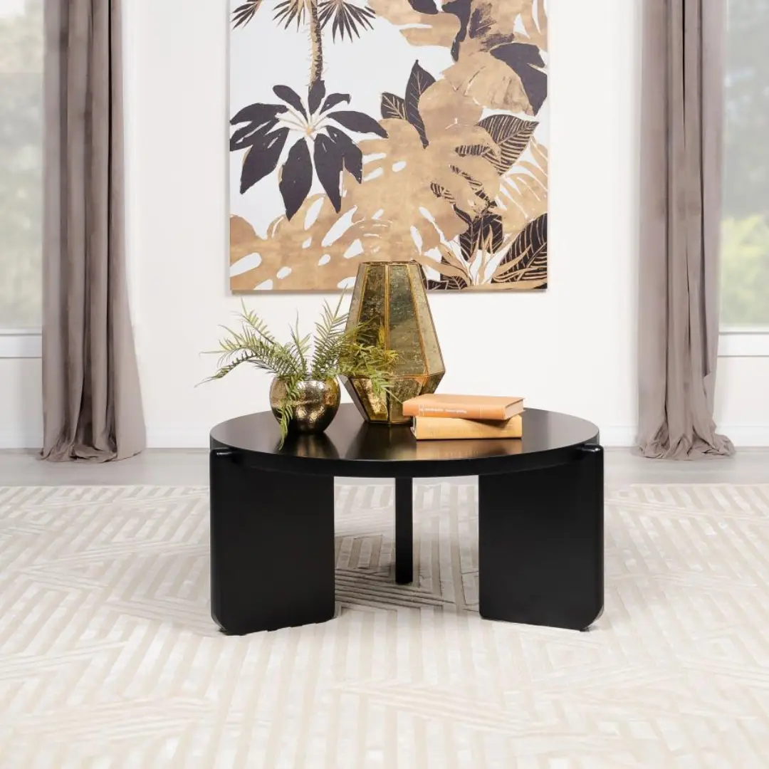 Cordova Black Coffee Table Round By Coaster Furniture | U-Trade Furniture Black Coffee Table Round