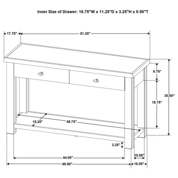 Beasley 2-Drawer Rustic Wood Console Table By Coaster Furniture - Image 10