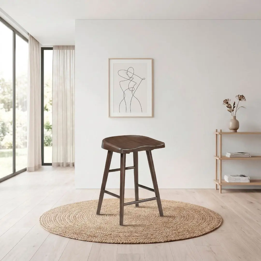Oliver Brown Counter Height Stool Chair Wood Set Of 2 By Homelegance | U-Trade Furniture Wood Stool Chair
