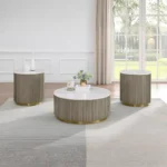 Round Marble Coffee Table Set