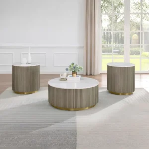 Round Marble Coffee Table Set