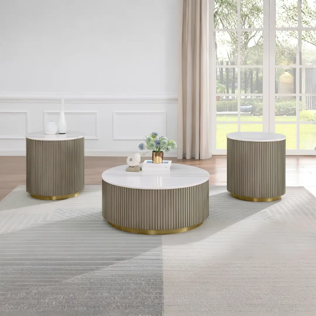 Jason Round Marble Coffee Table Set By Coaster Furniture | U-Trade Furniture Round Marble Coffee Table Set