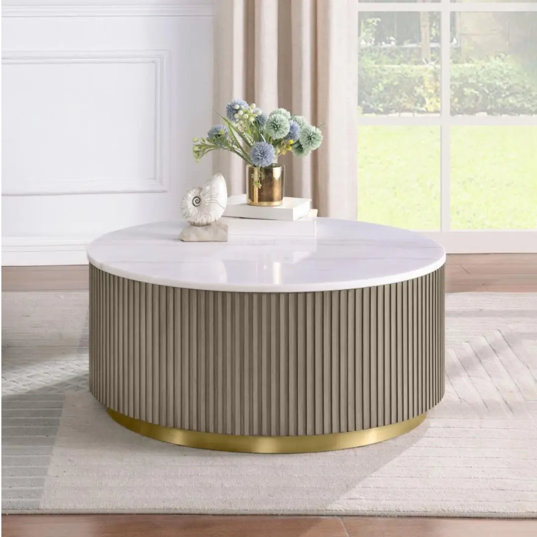 Jason Round Marble Top Coffee Table By Coaster Furniture | U-Trade Furniture Round Marble Top Coffee Table