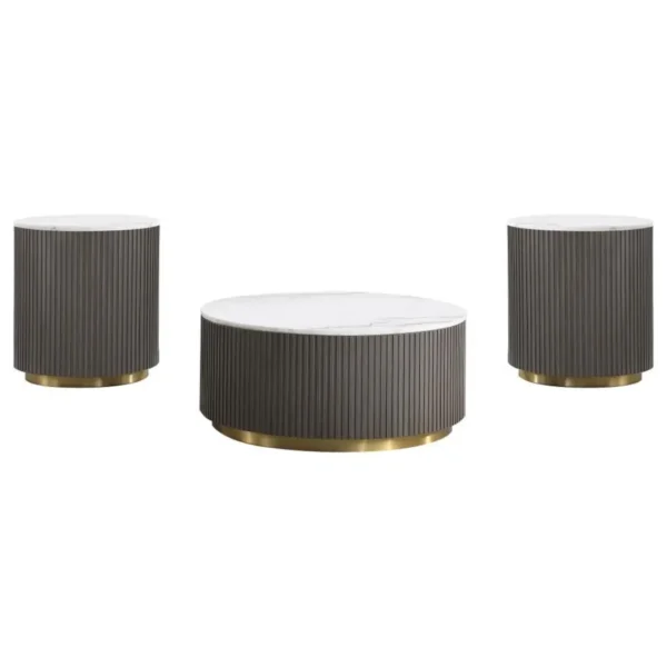 Jason Round Marble Coffee Table Set By Coaster Furniture - Image 4