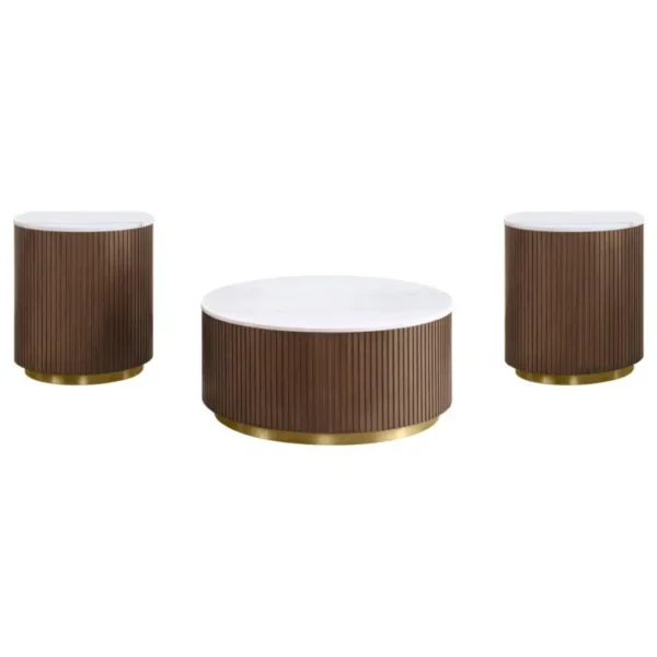 Jason Round Marble Coffee Table Set By Coaster Furniture - Image 5