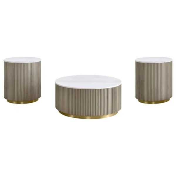 Jason Round Marble Coffee Table Set By Coaster Furniture - Image 6