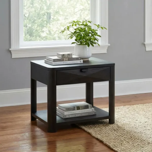 Wood End Table with Storage