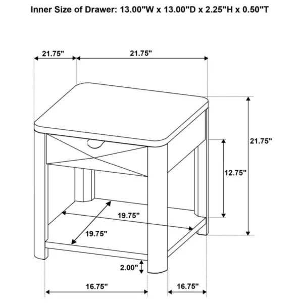 Marcelo Wood End Table with Storage By Coaster Furniture - Image 12