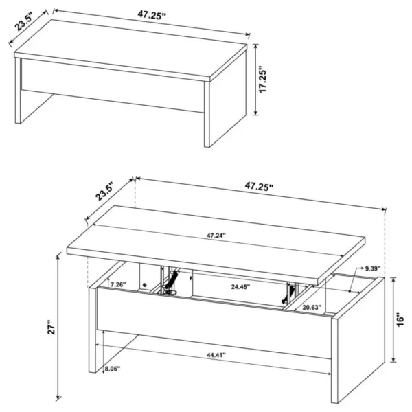 Canoga Lift Top Coffee Table with Storage By Coaster Furniture - Image 7