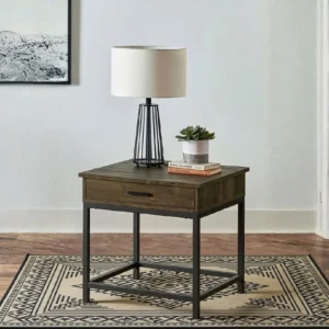 Rustic End Table with Storage