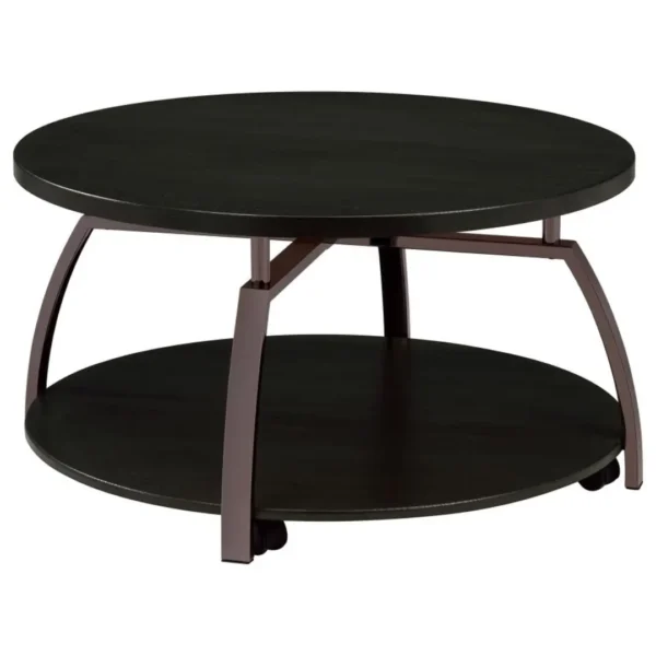 Dacre Wood Round Coffee Table with Storage By Coaster Furniture - Image 3