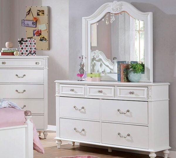 Kids bedroom dresser with matching mirror