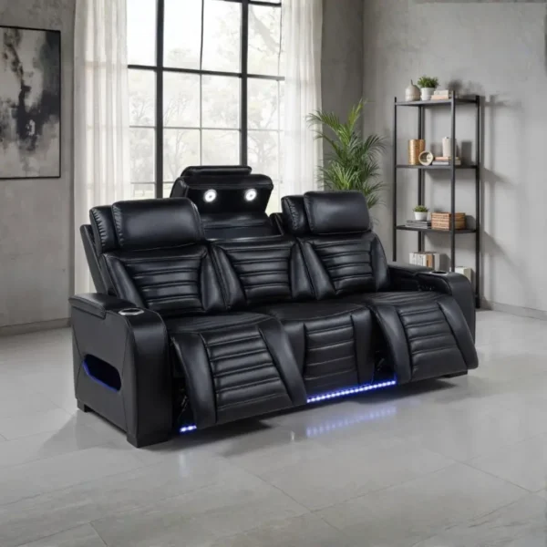 Zuma Black Leather Reclining Sofa By Coaster Furniture - Image 2