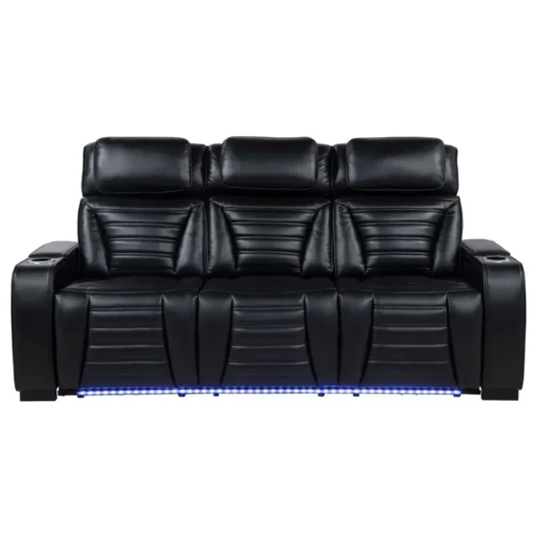 Zuma Black Leather Reclining Sofa By Coaster Furniture - Image 3
