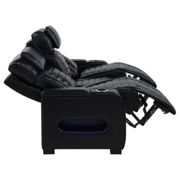 Zuma Black Leather Reclining Sofa By Coaster Furniture - Image 5